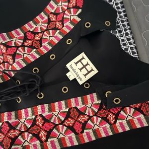 Haute Hippie Black Silk and Embroidered Tunic / Mini